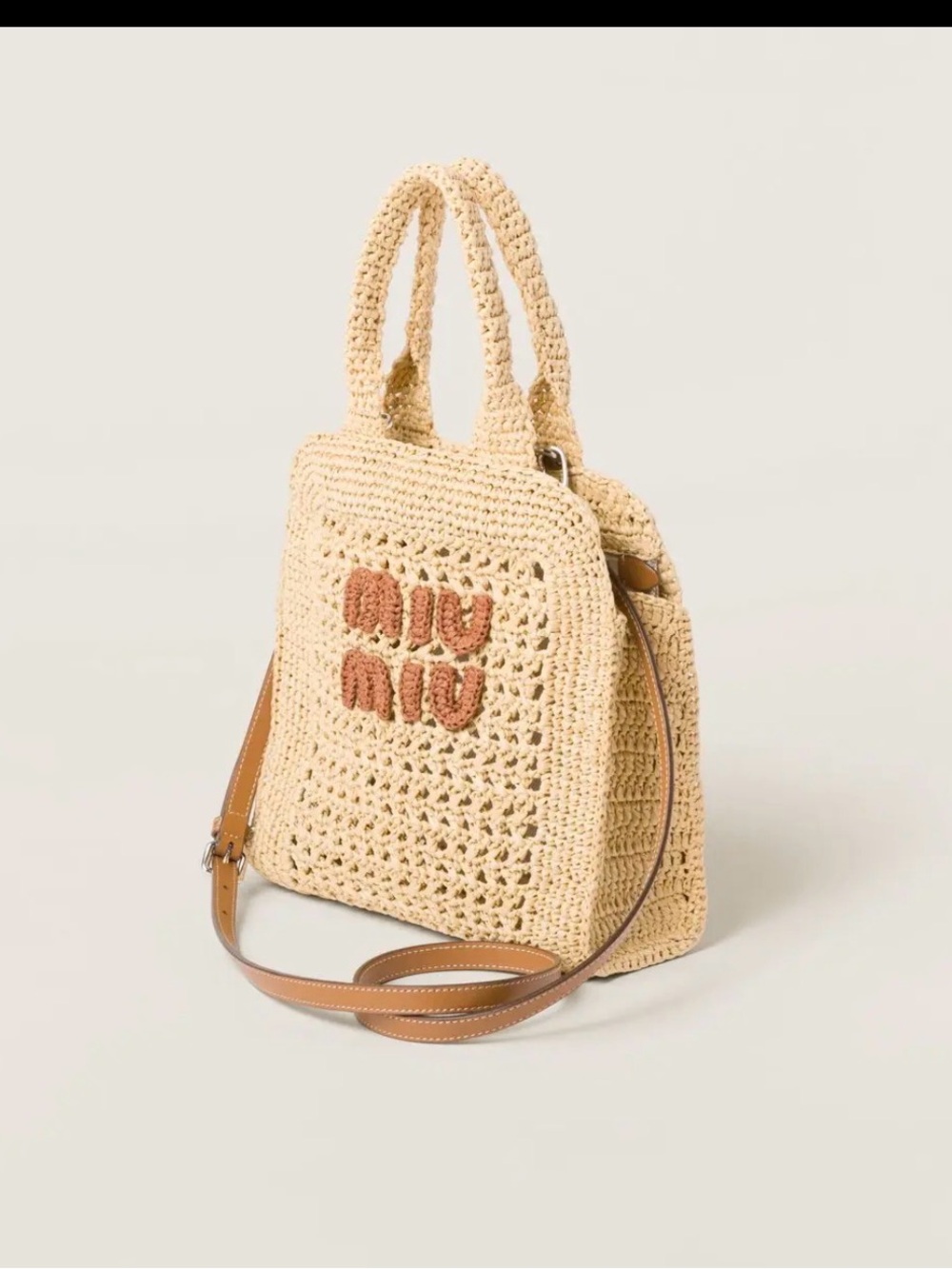 MIU MIU
Raffia-Effect Crochet Tote Bag - Picture 5 of 8